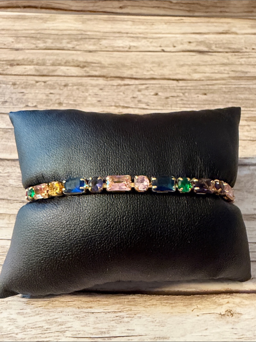 Gold Plated Multicolor Gemstone Tennis Bracelet - Women Jewelry
